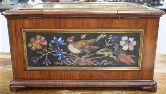 A large 19th century Italian kingwood and tulipwood crossbanded casket, 16.5in.